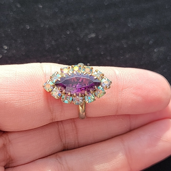 Vintage Purple Marquise & Crystal Ring!!! - Picture 8 of 8